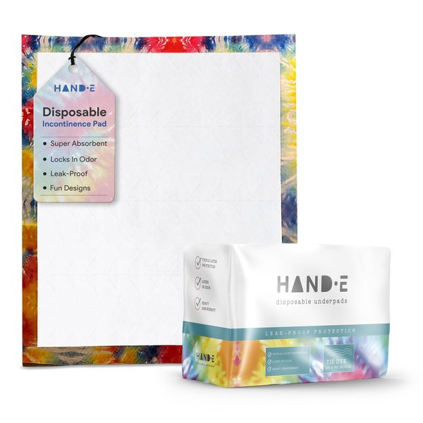 Hand-E Tie Dye Underpads 30 x 36 50 Pack  Highly Absorbent 50PK HND-82117